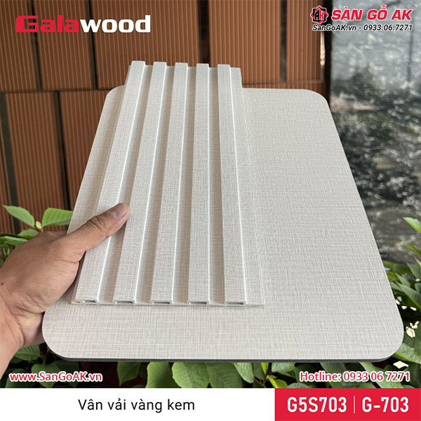 Tấm ốp than tre vân vải vàng kem Galawood G-703