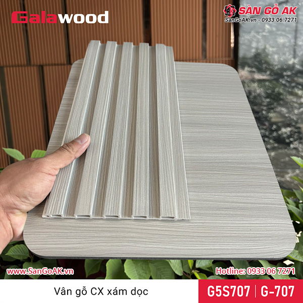 Tấm ốp than tre vân gỗ chống xước xám dọc Galawood G-707