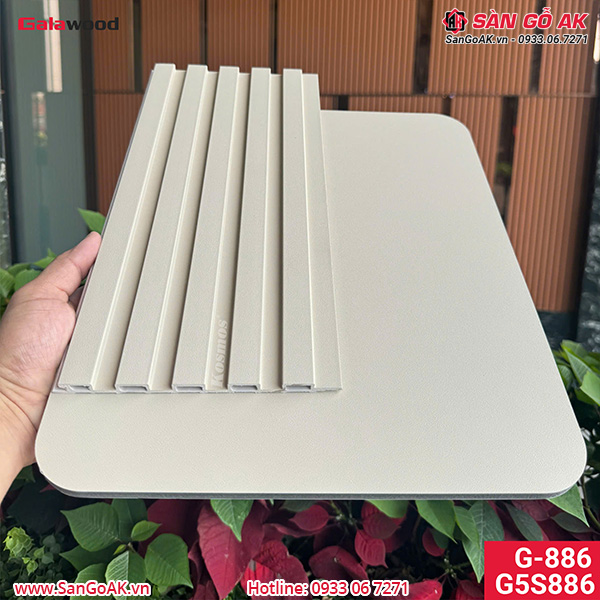 Tấm ốp than tre vân đơn sắc ánh kim kem Galawood G-886