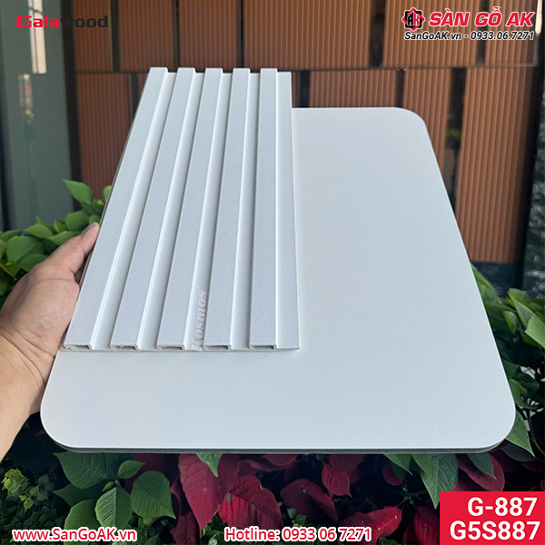 Tấm ốp than tre vân đơn sắc ánh kim trắng Galawood G-887