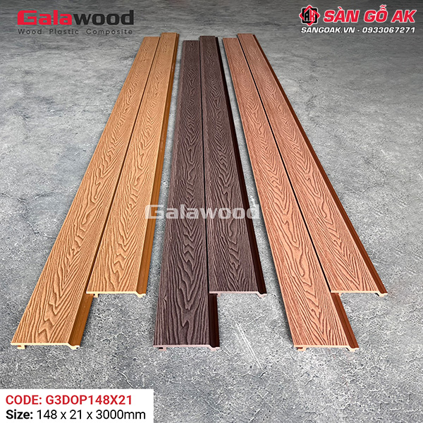 Tấm ốp gỗ nhựa ngoài trời Galawood G3DOP148X21 Coffee vân gỗ 3D 