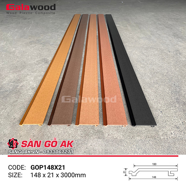 Tấm ốp gỗ nhựa ngoài trời Galawood GOP148X21 Wood