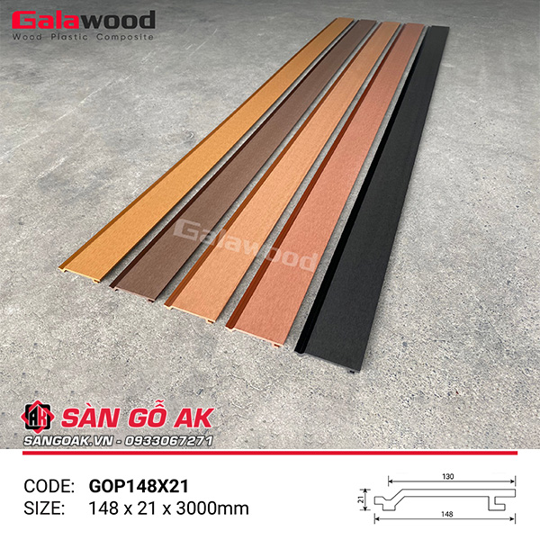 Tấm ốp gỗ nhựa ngoài trời Galawood GOP148X21 Wood