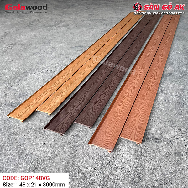Tấm ốp gỗ nhựa ngoài trời Galawood GOP148VG Coffee vân gỗ