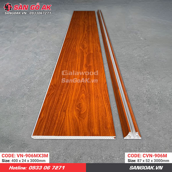 Tấm vách ngăn nhựa vân gỗ đỏ cam Galawood VN-906M