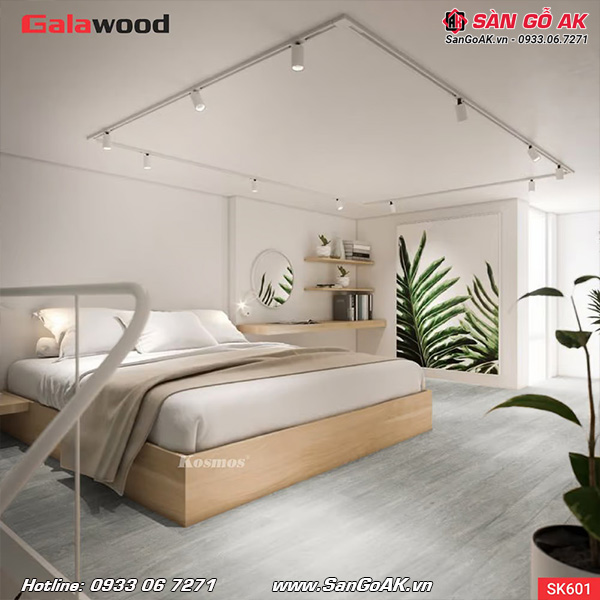Sàn nhựa chịu lực gác lửng Galawood SK601 vân gỗ xám