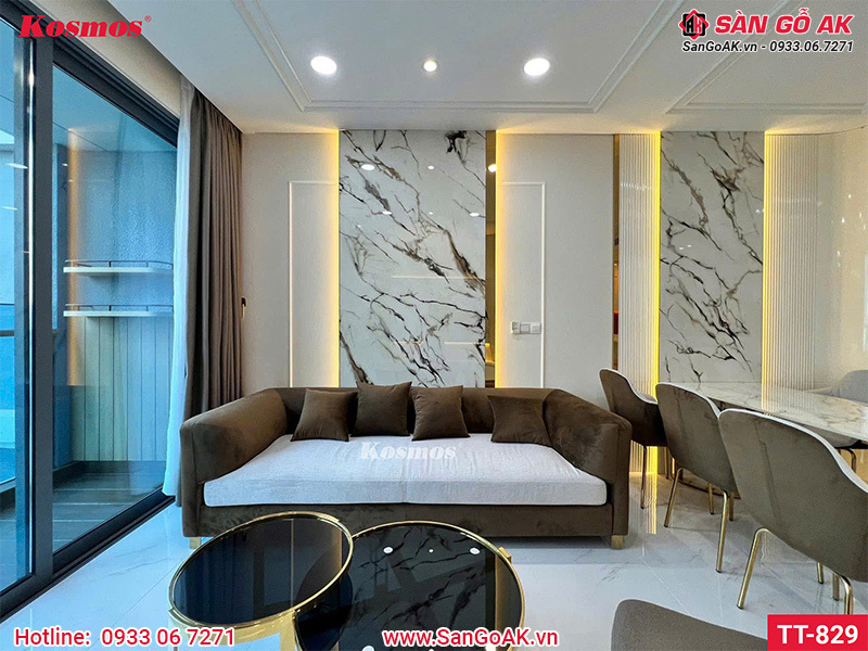 Tấm ốp than tre Pandora Kosmos TT-829 vân đá mây ánh vàng