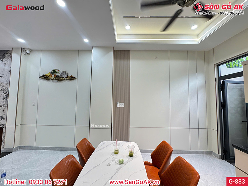 Tấm ốp than tre vân vải vàng kem ánh kim Galawood G-883