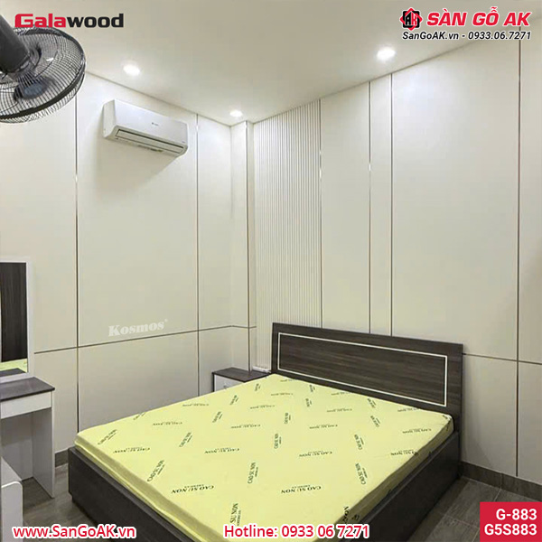 Tấm ốp than tre vân vải vàng kem ánh kim Galawood G-883