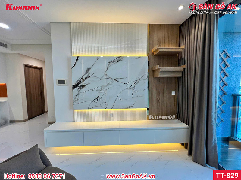 Tấm ốp than tre Pandora Kosmos TT-829 vân đá mây ánh vàng