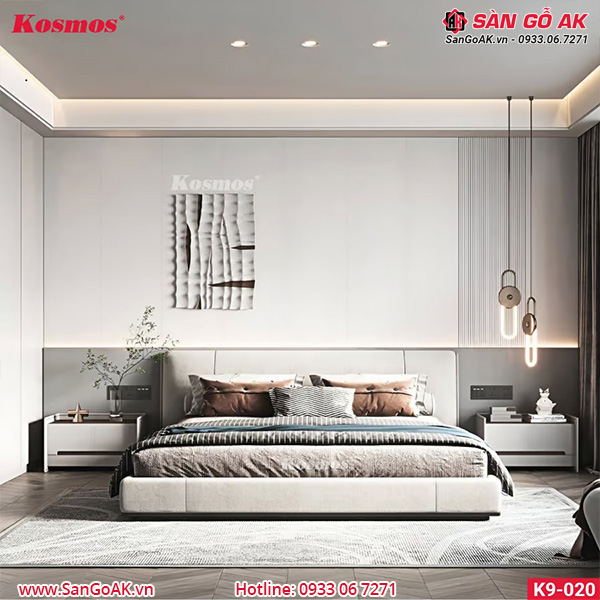 Tấm ốp Nano chân kép 9mm Kosmos K9-020 màu trắng trơn