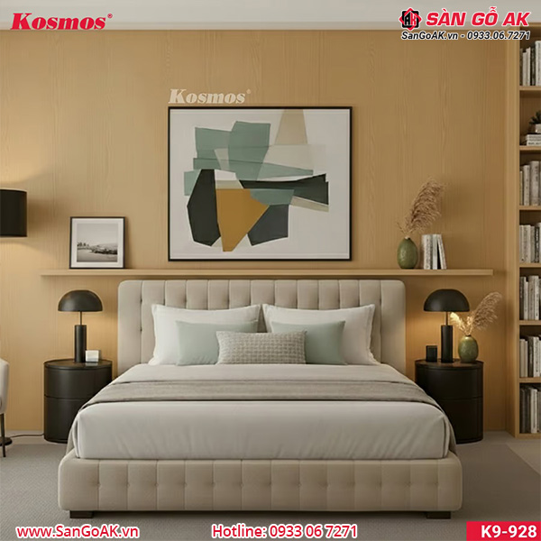 Tấm ốp Nano chân kép 9mm Kosmos K9-928 vân gỗ vàng đậm