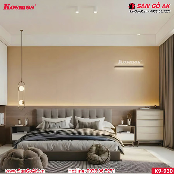 Tấm ốp Nano chân kép 9mm Kosmos K9-930 vân vải vàng nhạt