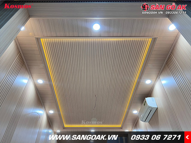 Tấm ốp Nano 8mm Kosmos KNANO9-001 vân gỗ sồi vàng nhạt