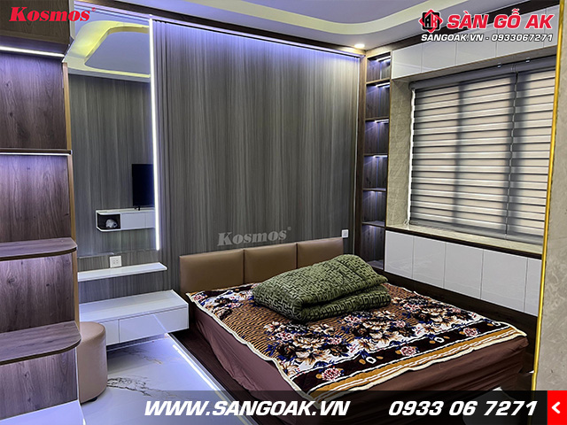 Tấm ốp Nano 8mm Kosmos KNANO9-100 vân gỗ xám sọc thẳng