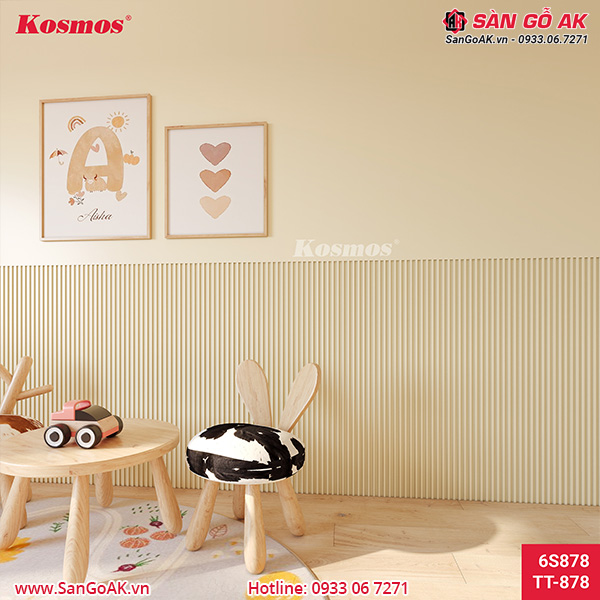 Tấm ốp than tre Kosmos đơn sắc vàng kem TT-878
