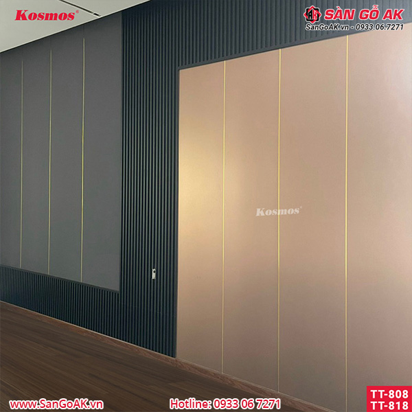 Tấm ốp than tre Kosmos vân kim loại PET hồng trà TT-808
