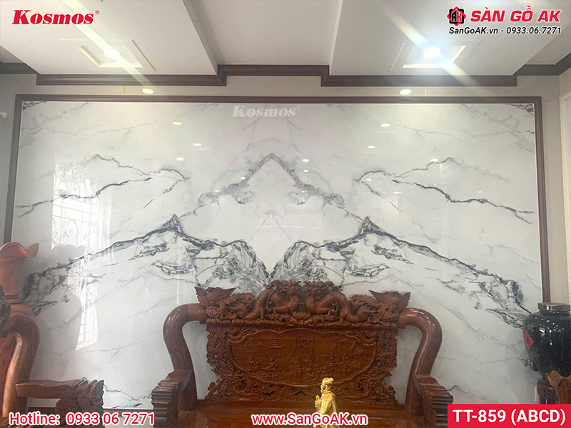 Tấm ốp than tre Pandora vân đá PET vân mây đối xứng Kosmos TT-859