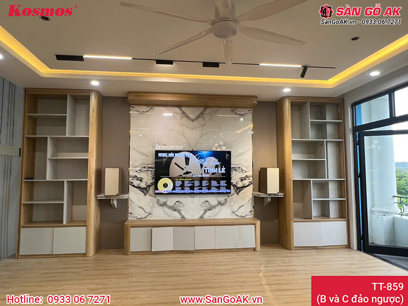 Tấm ốp than tre Pandora vân đá PET vân mây đối xứng Kosmos TT-859
