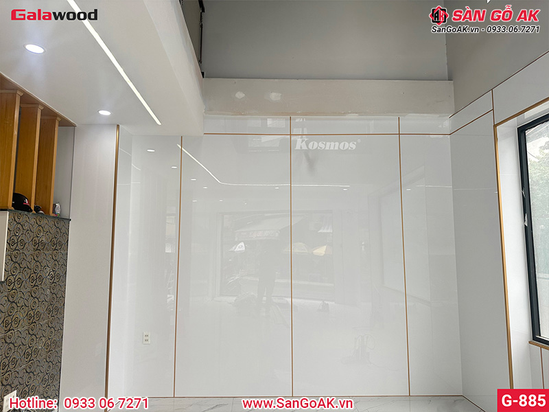 Tấm ốp than tre vân đơn sắc PET trắng Galawood G-885