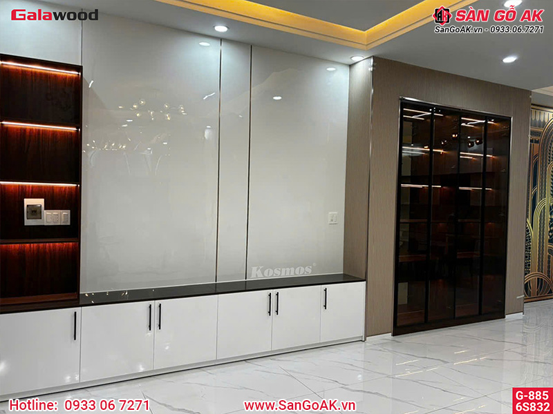 Tấm ốp than tre vân đơn sắc PET trắng Galawood G-885