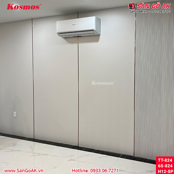 Tấm ốp than tre Kosmos vân vải trắng ghi TT-824