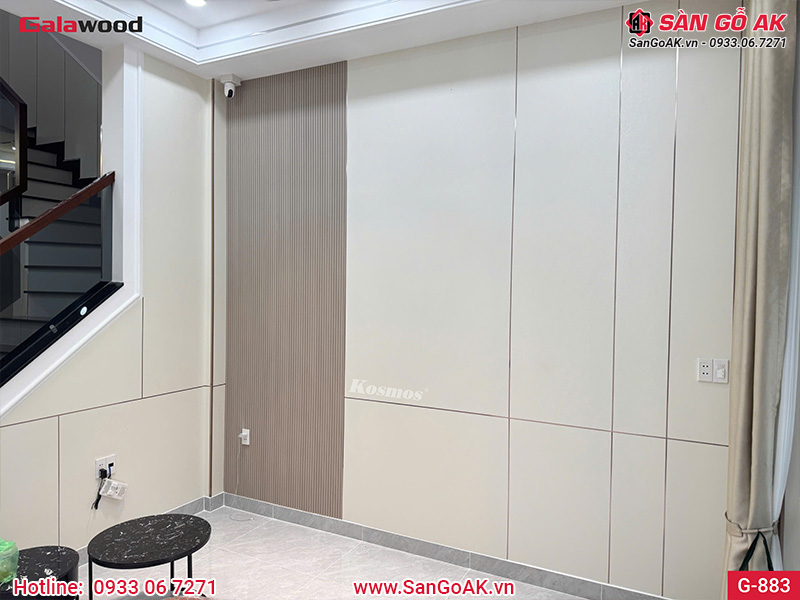 Tấm ốp than tre vân vải vàng kem ánh kim Galawood G-883