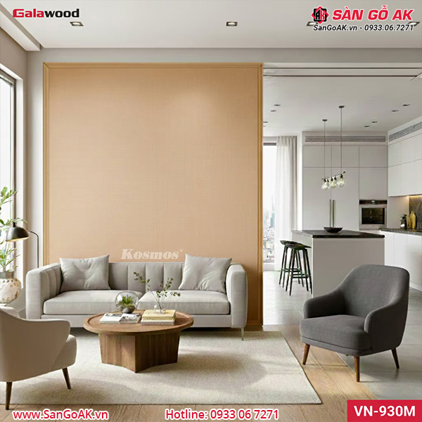 Tấm vách ngăn nhựa vân vải vàng nhạt Galawood VN-930M