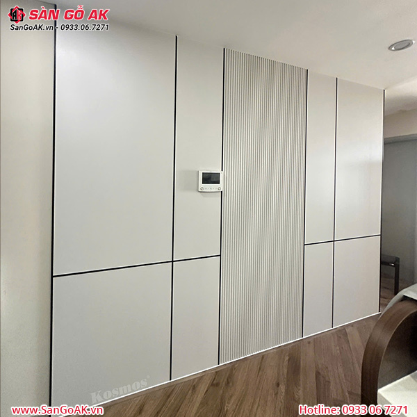 Tấm ốp than tre Kosmos vân vải trắng ghi TT-824