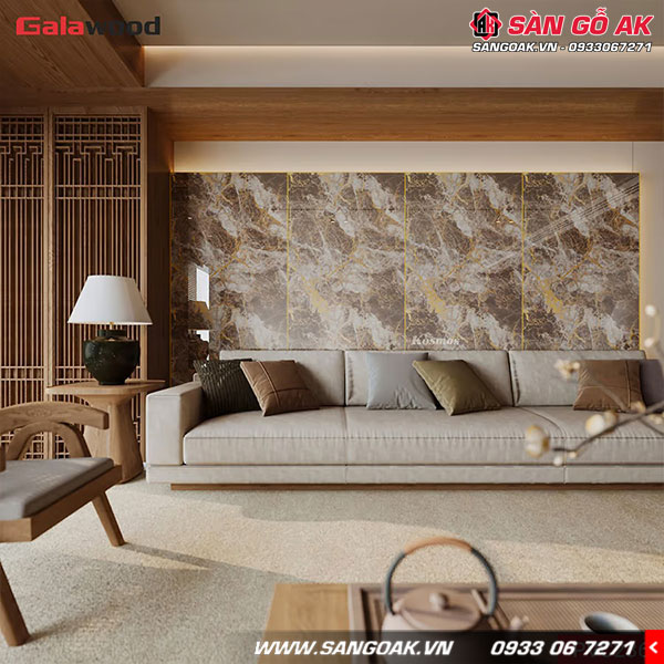 Tấm PVC vân đá Galawood 2.6mm PVC236 dát vàng