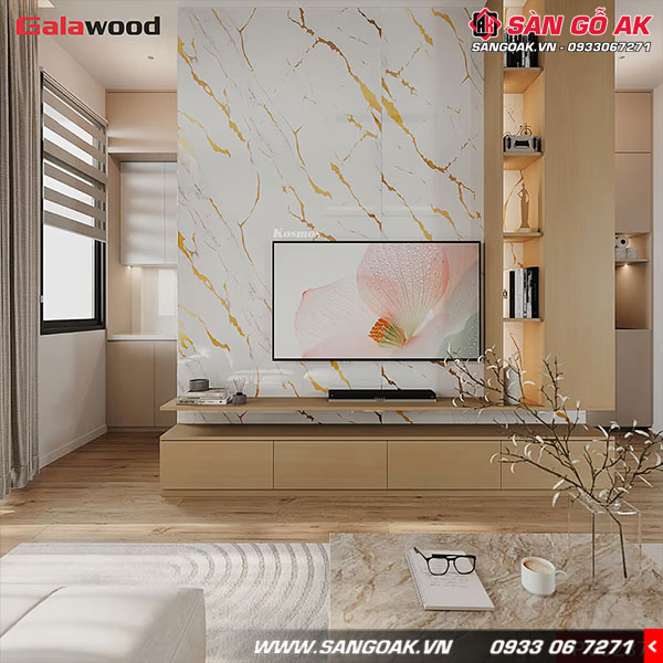 Tấm PVC vân đá Galawood 2.6mm PVC237 dát vàng