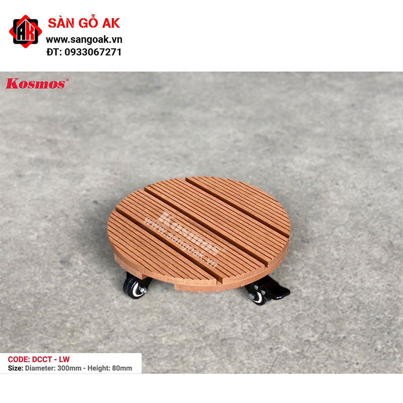 Đế lót chậu cây gỗ nhựa hình tròn DCCT Light Wood
