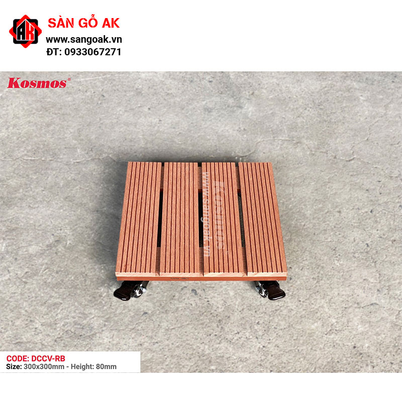 Đế lót chậu cây gỗ nhựa hình vuông DCCV Red Brown