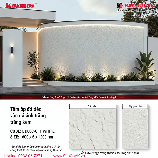 Tấm ốp đá dẻo Kosmos DD003-OFF WHITE vân đá ánh trăng trắng kem