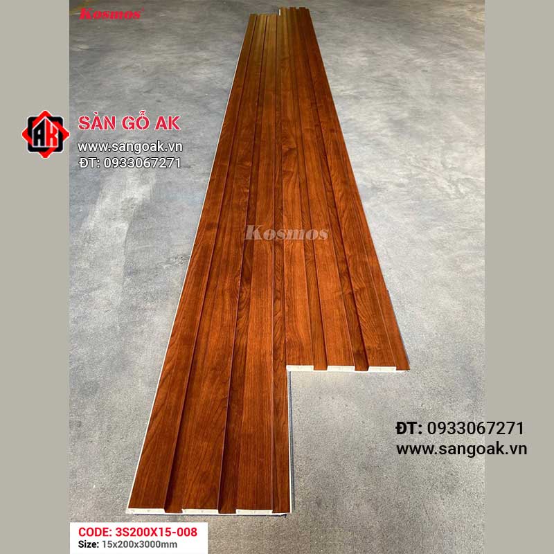 Tấm ốp lam 3 sóng thấp PVC Kosmos 3S200X15-008