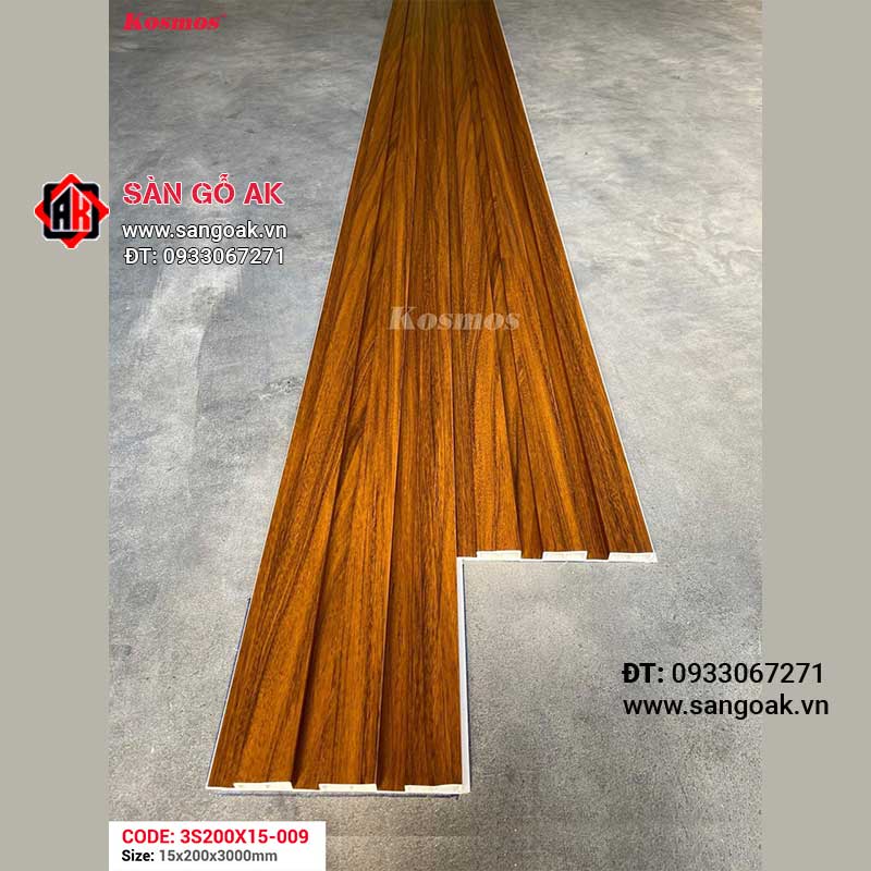 Tấm ốp lam 3 sóng thấp PVC Kosmos 3S200X15-009