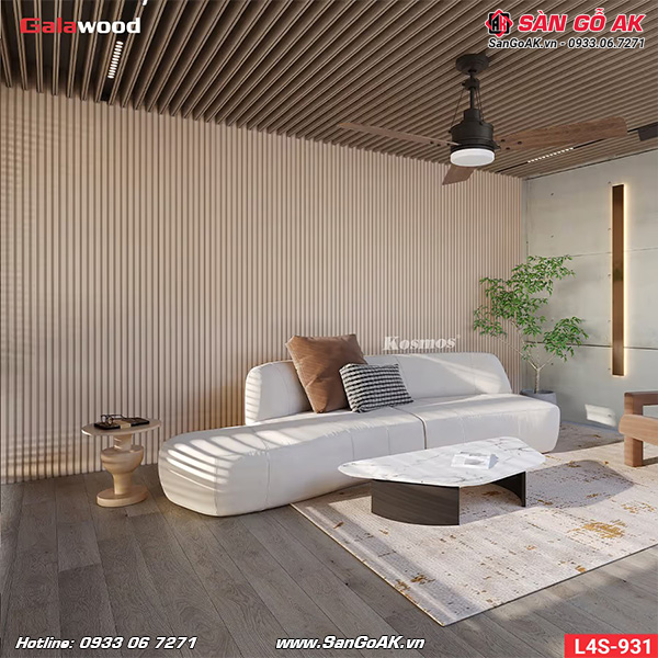 Lam 4 sóng Galawood L4S-931 vân sọc trắng kem