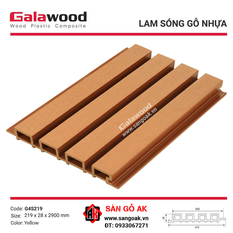 Lam sóng gỗ nhựa ngoài trời Galawood G4S219 Yellow