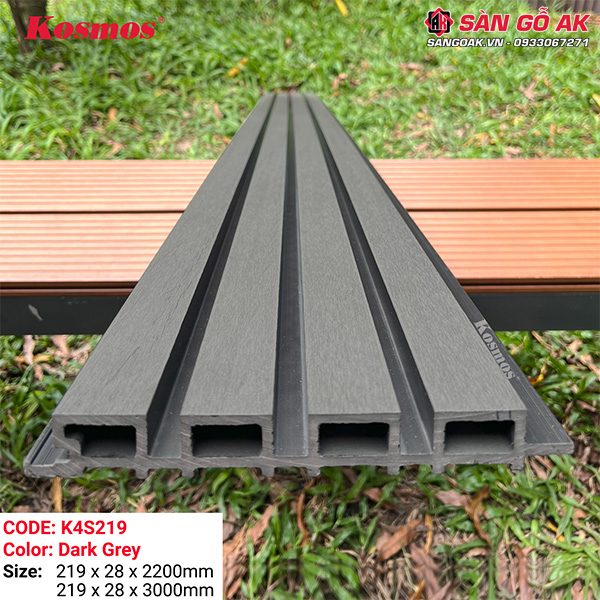 Lam sóng gỗ nhựa ngoài trời Kosmos K4S219X2.2M Dark Grey