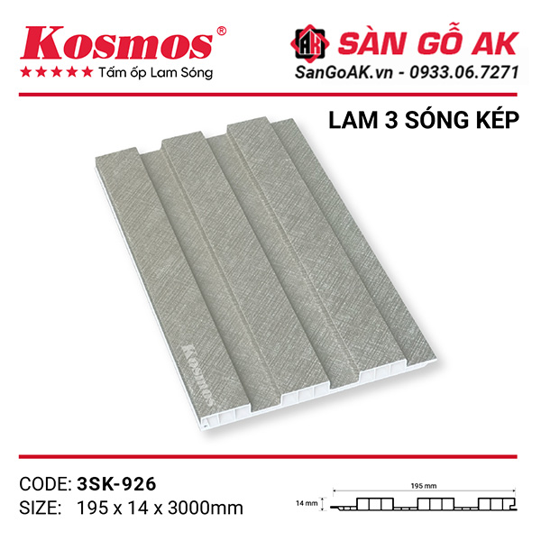 Lam 3 sóng thấp Kosmos 3SK-926 kim loại xám xước bạc