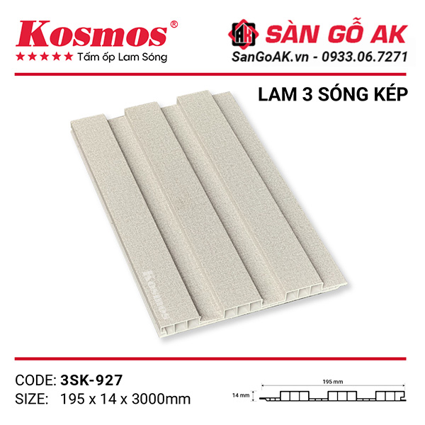 Lam 3 sóng thấp Kosmos 3SK-927 vân vải kem