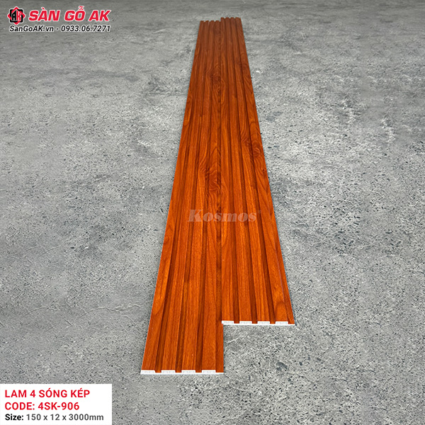 Tấm ốp lam 4 sóng thấp Kosmos 4SK-906 vân gỗ đỏ cam