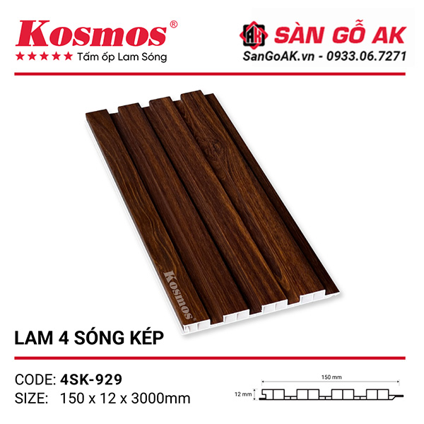Tấm ốp lam 4 sóng thấp Kosmos 4SK-929 vân gỗ nâu