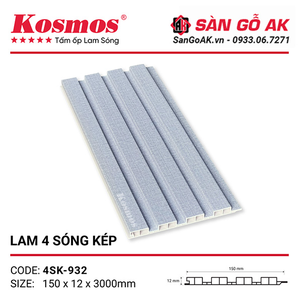 Tấm ốp lam 4 sóng thấp Kosmos 4SK-932 vân vải xám