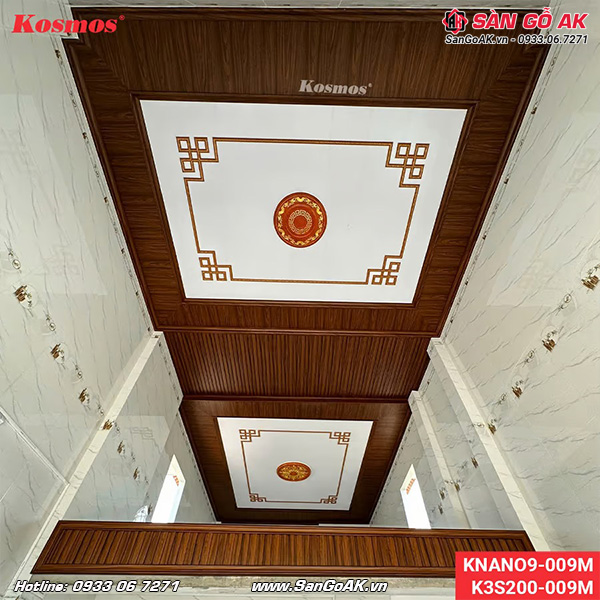 Tấm ốp nhựa lam 3 sóng thấp Kosmos K3S200-009M vân gỗ nâu