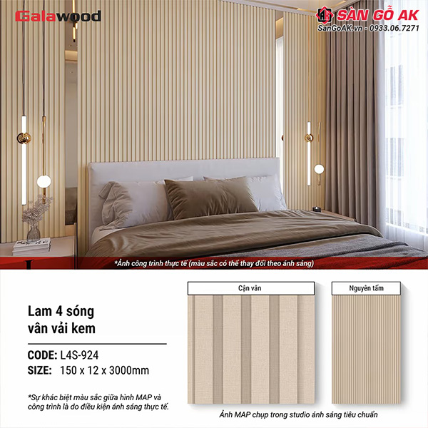Lam 4 sóng Galawood L4S-924 vân vải kem