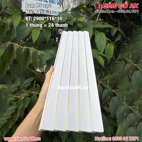 Tấm ốp lam sóng PS sọc R854-2 màu trắng