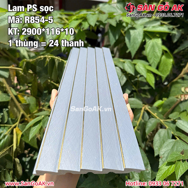 Tấm ốp lam sóng PS sọc R854-5 vân kim loại xước xám