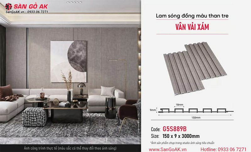 Lam sóng than tre Galawood G5S889B vân vải xám