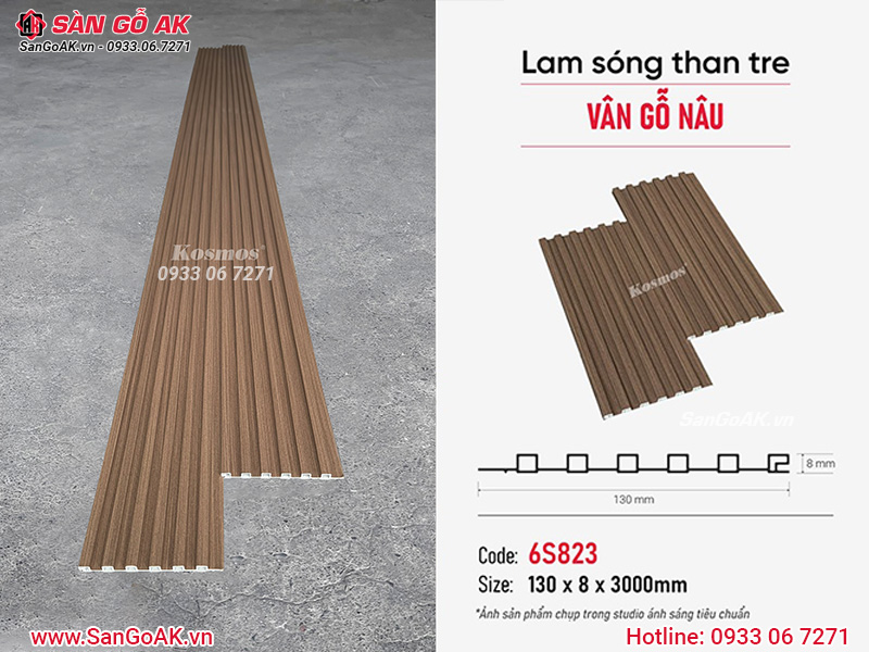 Lam sóng than tre Kosmos 6S823 vân gỗ nâu